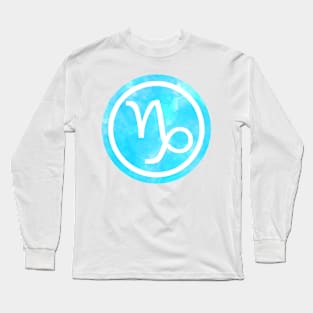 Blue Watercolor Zodiac - Capricorn Long Sleeve T-Shirt